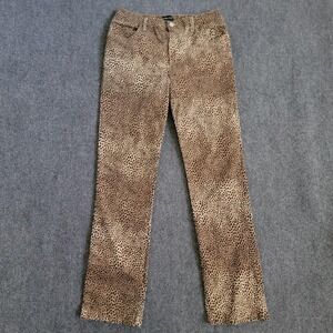 Vitamina Jeans Pants Womens 32 Leopard Print Stretch Animal Pattern Straight Leg